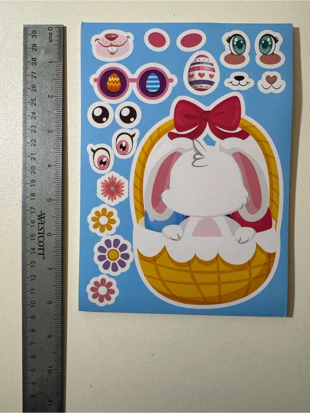 24 Easter Bunny & Egg Sticker Sheets - Colorful Party Stickers (Assorted Colors)